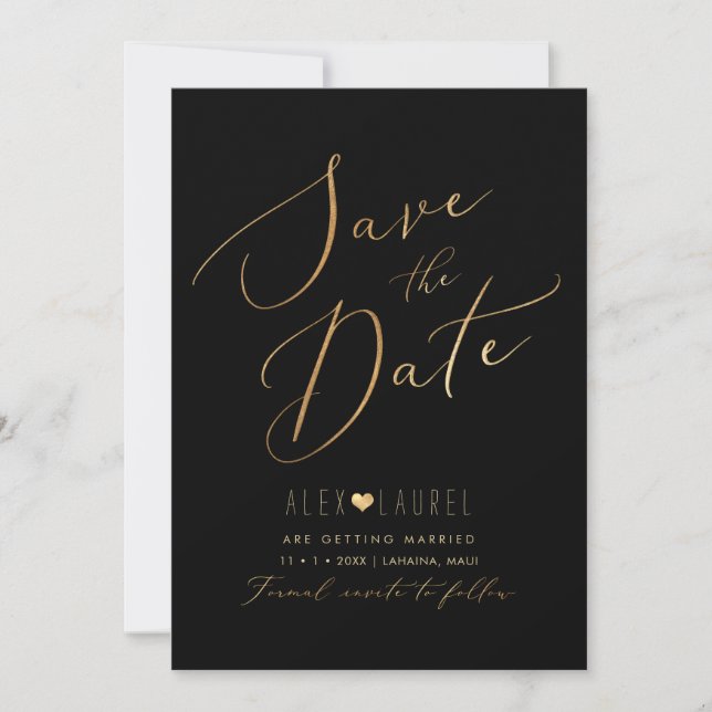 PixDezines Faux Gold Save the Date Invitation (Front)