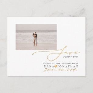 PixDezines Faux Gold Save the Date Luxe Script Pos Postcard