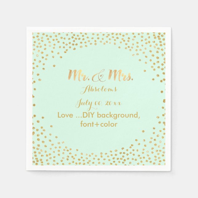 PixDezines faux gold specks/DIY colour/mint Napkin (Front)