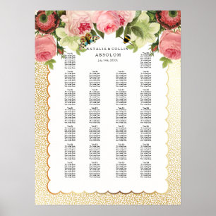 PixDezines Faux Gold Specks/Roses/Seating Chart