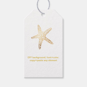 PixDezines Faux Gold Starfish/DIY background Gift Tags