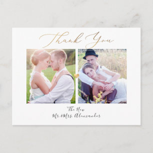 PixDezines Faux Gold Thank You/Luxe Calligraphy Postcard
