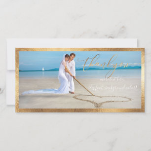 PixDezines faux gold/thank you wedding photo Thank You Card