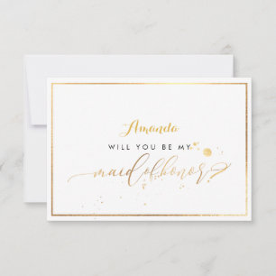PixDezines Faux Gold Will You Be Maid of Honour Invitation