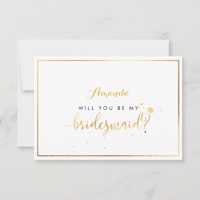 PixDezines Faux Gold Will You Be My Bridesmaid Invitation (Front)