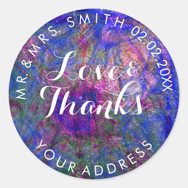 PixDezines FAUX METALLIC COBALT VIOLET+GOLD Classic Round Sticker (Front)