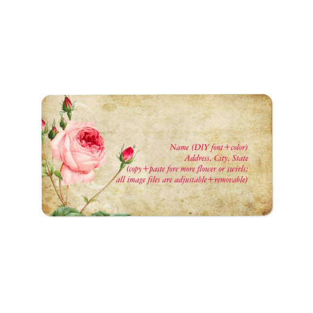 PixDezines faux parchment/vintage roses Label (Front)