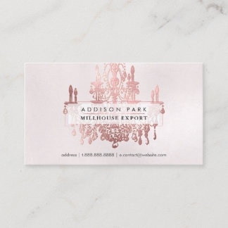 PixDezines faux rose gold chandelier Business Card