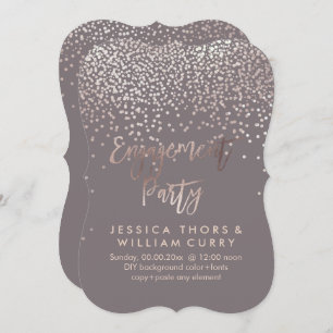 PixDezines Faux Rose Gold Confetti Engagement Invitation