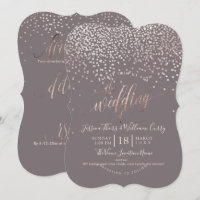 PixDezines Faux Rose Gold Confetti Wedding+RSVP