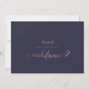 PixDezines Faux Rose Gold Maid of Honour Invitation