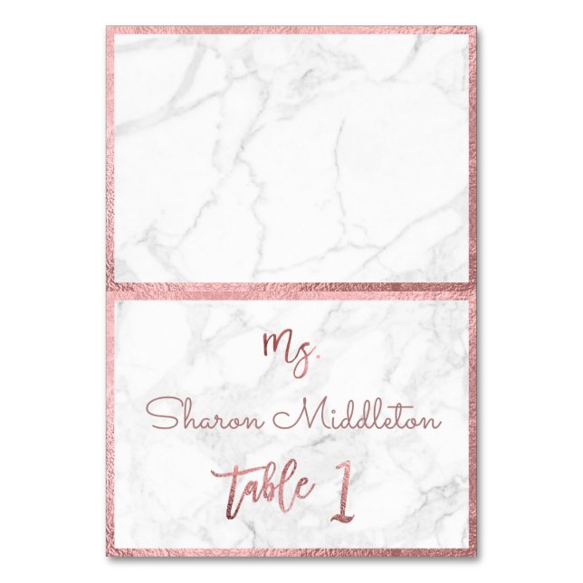 PixDezines Faux Rose Gold Marble/Table Card (Front)