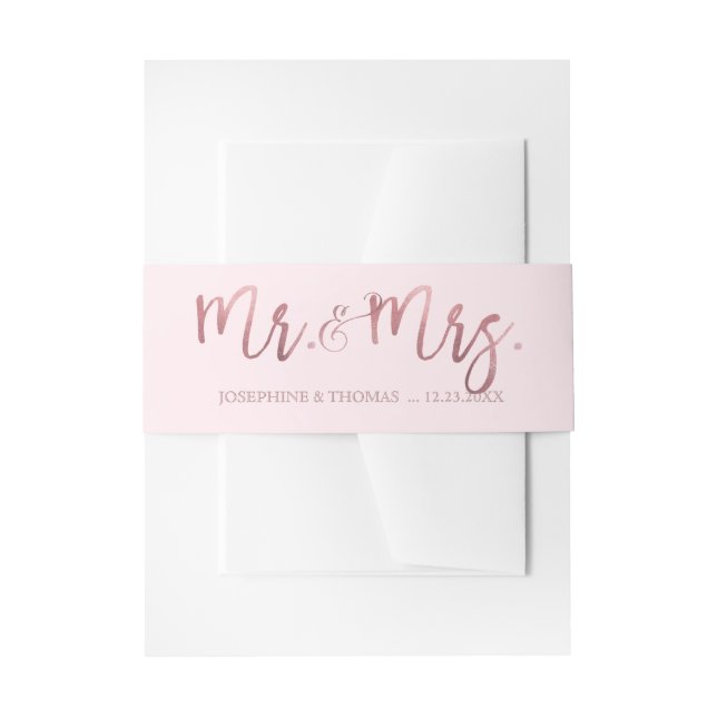PixDezines Faux Rose Gold Mr.+Mrs./DIY background Invitation Belly Band (Front Example)