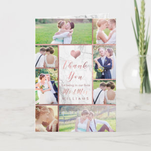 PixDezines Faux Rose Gold Photos Thank You/Marble You Card