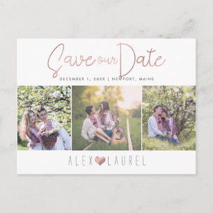 PixDezines Faux Rose Gold Save our Date Announcement Postcard