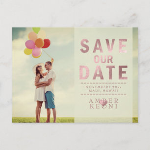 PixDezines Faux Rose Gold Save the Date Announcement Postcard
