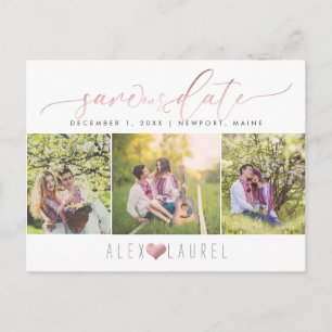 PixDezines Faux Rose Gold Save The Date Postcard