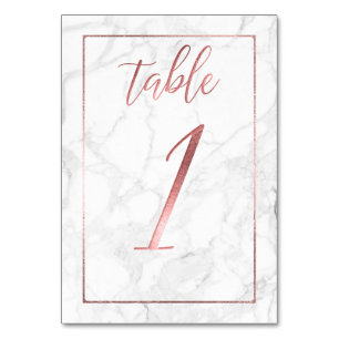 PixDezines Faux Rose Gold/Table No 1+/Marble Table Number