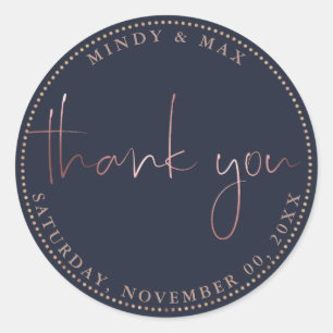 PixDezines FAUX ROSE GOLD THANK YOU  DIY COLOR Classic Round Sticker