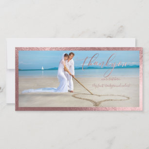 PixDezines faux rose gold/thank you wedding photo Thank You Card