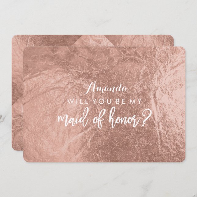 PixDezines Faux Rose Gold Will You Be..Maid Invitation (Front/Back)