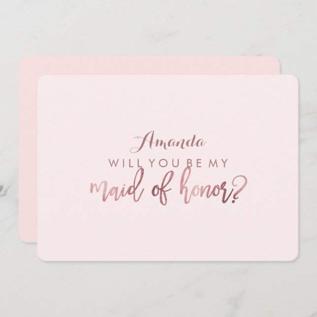 PixDezines Faux Rose Gold Will You Be .. Maid Invitation (Front/Back)