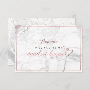 PixDezines Faux Rose Gold Will You Maid of Honour Invitation