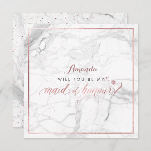 PixDezines Faux Rose Gold Will You  Maid of Honour Invitation