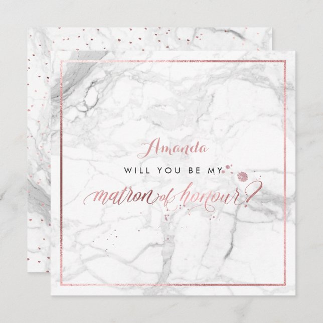 PixDezines Faux Rose Gold  You  Matron of Honour Invitation (Front/Back)