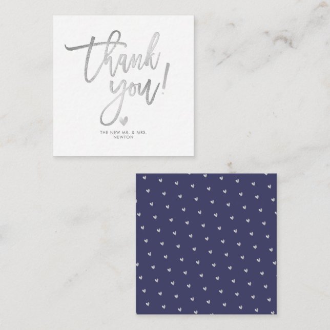 PixDezines Faux Silver Brush Script Thank You Card (Front/Back)