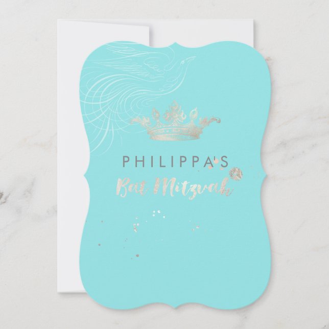 PixDezines Faux Silver Crown/Doves/DIY colour Invitation (Front)