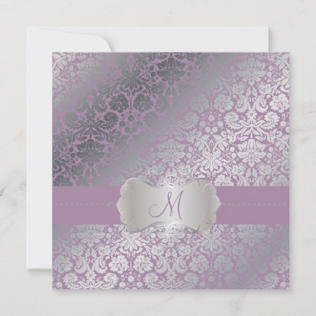 PixDezines faux silver/DIY background/lavender Invitation (Front)