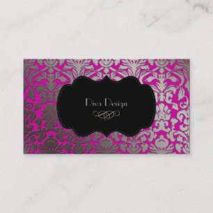PixDezines faux silver flora damask/diy colour Business Card