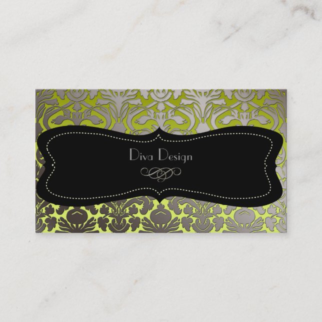 PixDezines faux silver flora damask/diy colour Business Card (Front)