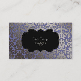 PixDezines faux silver flora damask/diy colour Business Card