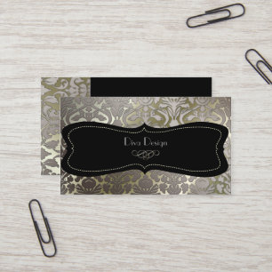PixDezines faux silver flora damask/diy colour Business Card