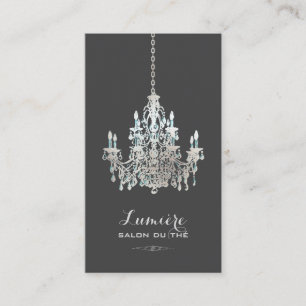 PixDezines faux silver foil chandelier+Teal Business Card