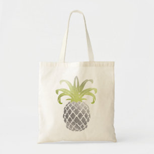 PixDezines Faux Silver Gold Pineapple Tote Bag