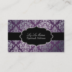 PixDezines Faux Silver Josephine Damask/DIY colour Business Card