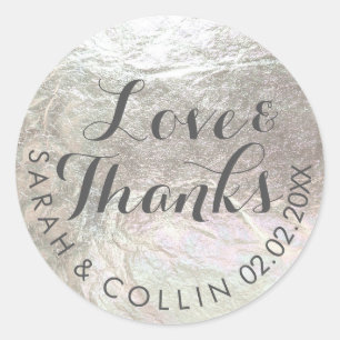 PixDezines faux silver/love/thanks/DIY text Classic Round Sticker