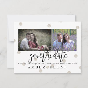 PixDezines Faux Silver Polka Dots Save the Date