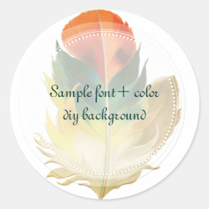 PixDezines Feather/Green/Orange Classic Round Sticker