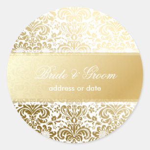 PixDezines Fidora Vintage Damask/DIY background Classic Round Sticker