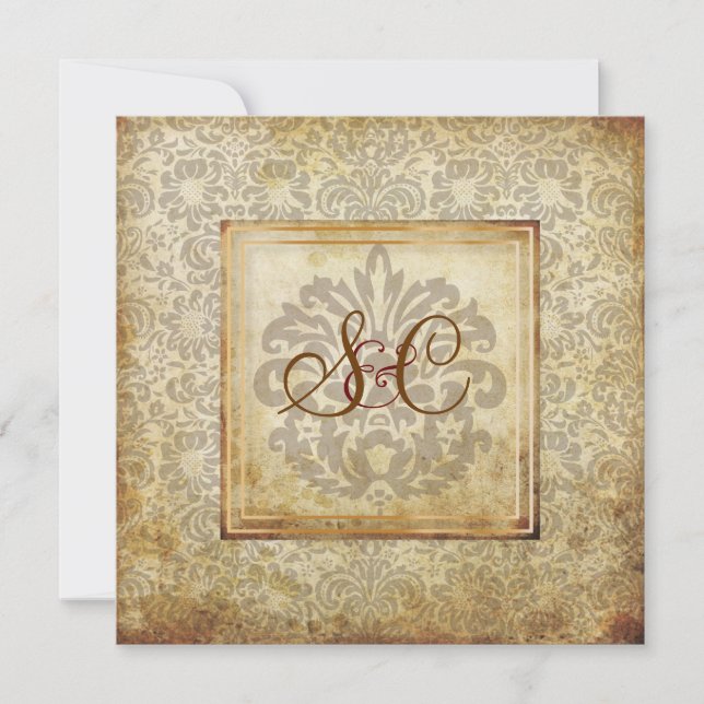PixDezines Fidora, Vintage Damask Invitation (Front)