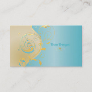 PixDezines Filigree+swirls/gold+blue/DIY Business Card