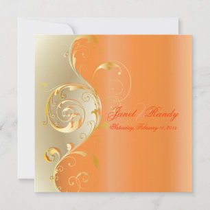 PixDezines Filigree+swirls/gold+orange/diy events Invitation