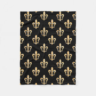 PixDezines fleur de lis/black/gold Fleece Blanket