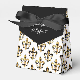 PixDezines fleur de lis/harlequin/black/gold Favour Box