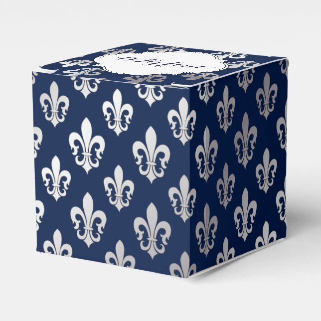 PixDezines fleur de lis silver Favour Box (Front Side)