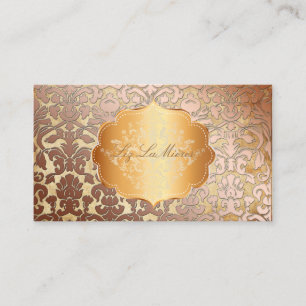 PixDezines FLORA DAMASK FAUX COPPER+PARCHMENT Business Card